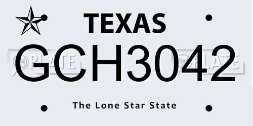 GCH3042 Texas License Plate