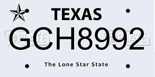 GCH8992 Texas License Plate