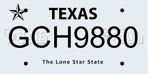 GCH9880 Texas License Plate