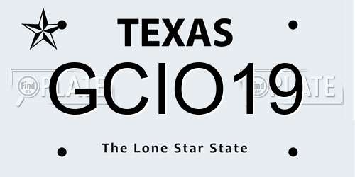 GCIO19 Texas License Plate