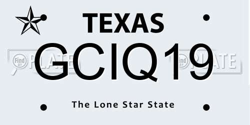 GCIQ19 Texas License Plate