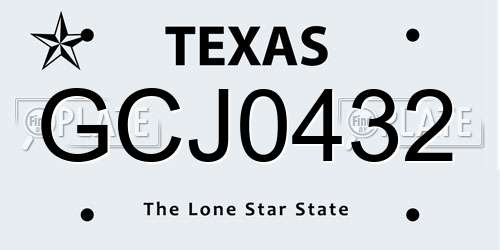 GCJ0432 Texas License Plate