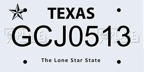 GCJ0513 Texas License Plate