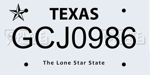 GCJ0986 Texas License Plate
