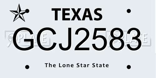 GCJ2583 Texas License Plate
