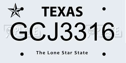 GCJ3316 Texas License Plate