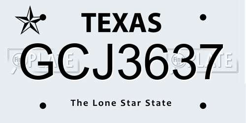 GCJ3637 Texas License Plate