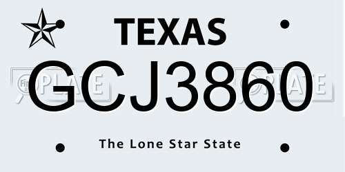 GCJ3860 Texas License Plate