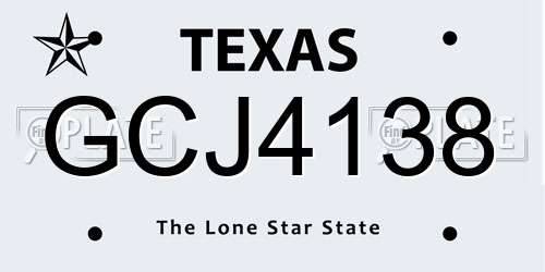 GCJ4138 Texas License Plate