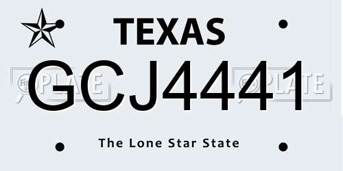 GCJ4441 Texas License Plate