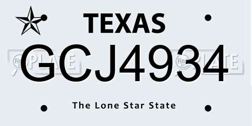 GCJ4934 Texas License Plate