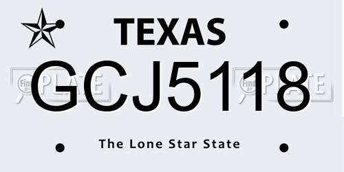 GCJ5118 Texas License Plate
