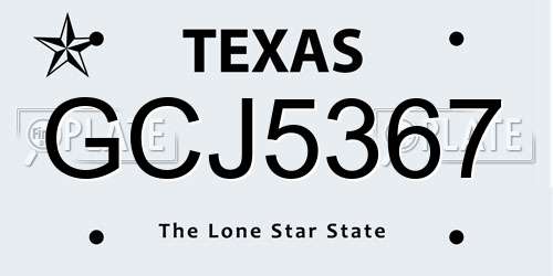 GCJ5367 Texas License Plate