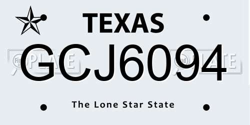 GCJ6094 Texas License Plate