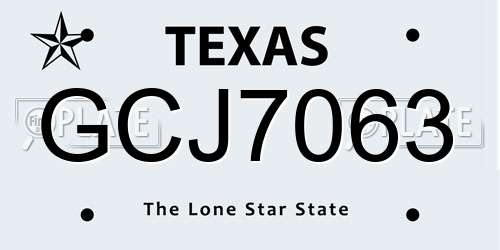 GCJ7063 Texas License Plate