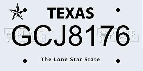 GCJ8176 Texas License Plate