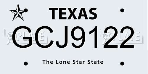 GCJ9122 Texas License Plate