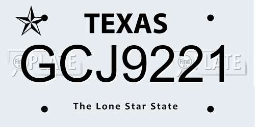 GCJ9221 Texas License Plate