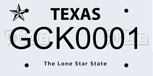 GCK0001 Texas License Plate