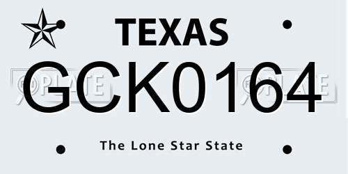 GCK0164 Texas License Plate