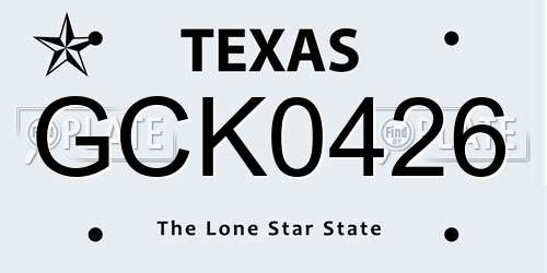 GCK0426 Texas License Plate