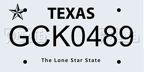GCK0489 Texas License Plate