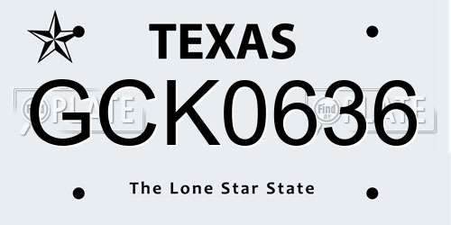 GCK0636 Texas License Plate