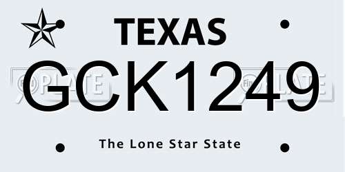 GCK1249 Texas License Plate