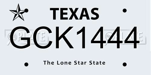 GCK1444 Texas License Plate