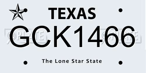 GCK1466 Texas License Plate