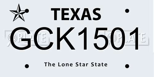 GCK1501 Texas License Plate