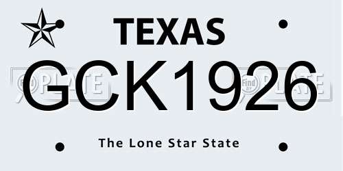 GCK1926 Texas License Plate