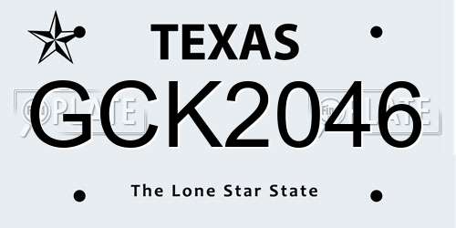 GCK2046 Texas License Plate