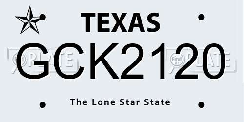 GCK2120 Texas License Plate