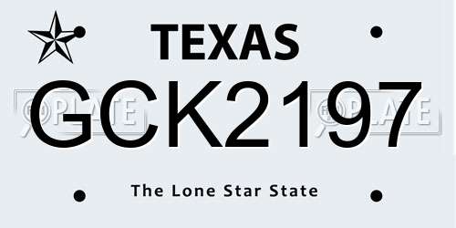 GCK2197 Texas License Plate