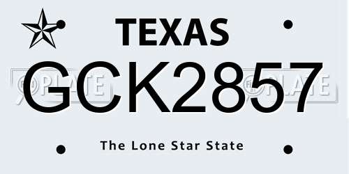 GCK2857 Texas License Plate