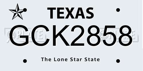 GCK2858 Texas License Plate