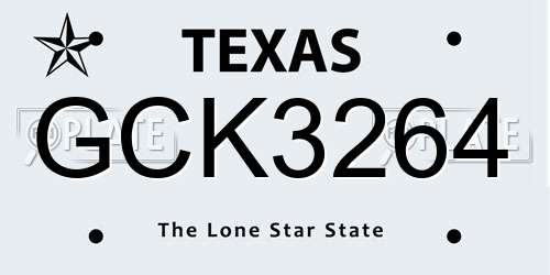 GCK3264 Texas License Plate
