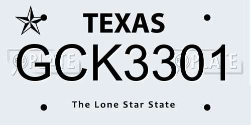 GCK3301 Texas License Plate