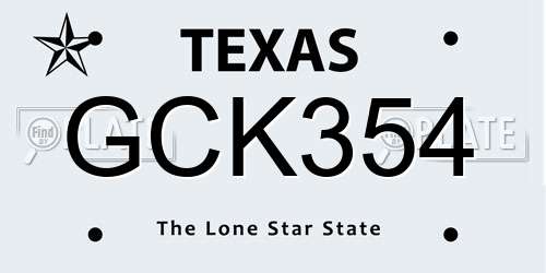 GCK354 Texas License Plate