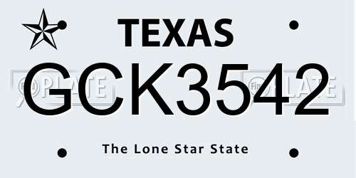 GCK3542 Texas License Plate