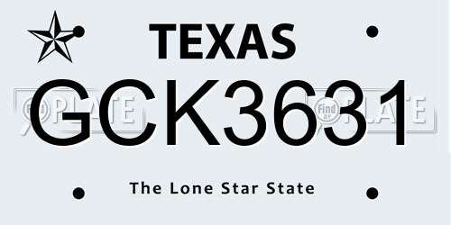 GCK3631 Texas License Plate