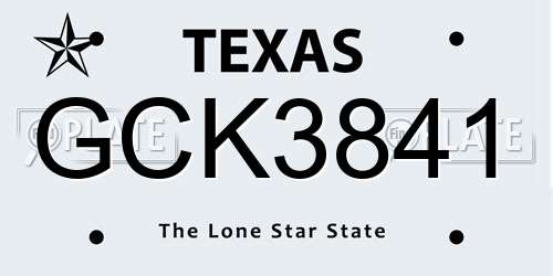 GCK3841 Texas License Plate