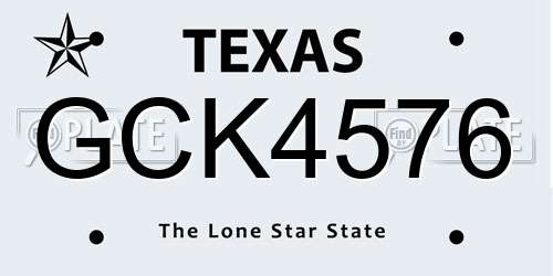 GCK4576 Texas License Plate
