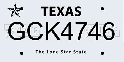 GCK4746 Texas License Plate