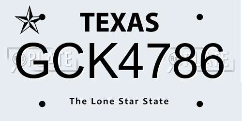 GCK4786 Texas License Plate