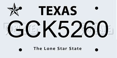 GCK5260 Texas License Plate