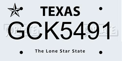 GCK5491 Texas License Plate