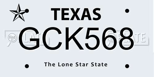 GCK568 Texas License Plate