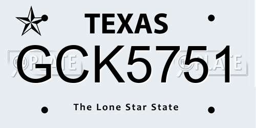 GCK5751 Texas License Plate